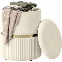 VOGREX Beige Round Storage Pouffe Footstool