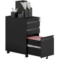 VOGREX Black Mobile Steel Lockable Office File Cabinet