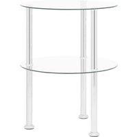 Berkfield Home 2-Tier Side Table Transparent 38 cm Tempered Glass in Clear