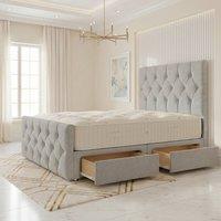 Somnior Ziggy Linen Divan Bed Mattress 2 Draw 54 Headboard & 22 Footboard in Light Grey | Size: Single