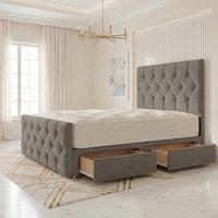 Somnior Ziggy Linen Divan Bed Mattress 2 Draw 54 Headboard & 22 Footboard in Silver | Size: Small Single