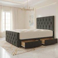 Somnior Ziggy Linen Divan Bed Mattress 2 Draw 54 Headboard & 22 Footboard in Dark Grey | Size: Small Single