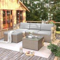 Tokpiedi Outdoor Rattan Wicker Patio Sofa & Coffee Table Set in Grey
