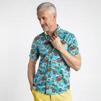 CLAUDIO LUGLI Men's World Cruiser Short Sleeve Shirt in Blue | Size: 2XL