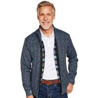 Pegasus Men's Fleece Lined Chunky Cable Knitted Zipper Cardigan in Navy | Size: Large