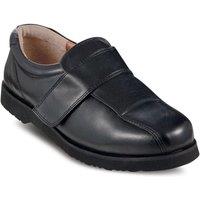 Chums Men's Leather Wide Fitting Shoes Wide Opening for Easy Access in Black | Size: 12