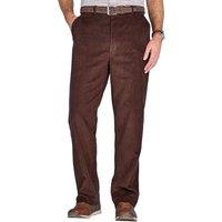 Chums Men's Cotton Corduroy Trousers with Hidden Extra Waistband in Brown | Size: 46XL