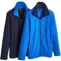 Pegasus Men's Pack of 2 Micro Fleece Jackets Lightweight with Contrast Collar in Navy | Size: Medium