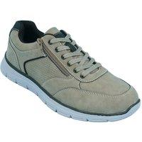 Chums Men's Dr Keller Wide G Fit Side Zip Trainer, Lightweight Lace Look Shoe in Taupe | Size: 8