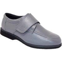 Chums Men's Leather Extra Wide Fit Touch Fasten Shoe in Grey | Size: 8