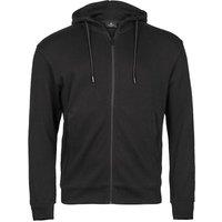 TEE JAYS Men's Interlock Ribbed Full Zip Hoodie in Black | Size: Small