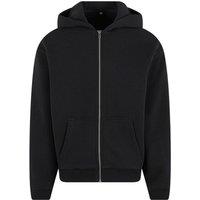 Build Your Brand Men's Fluffy Full Zip Hoodie in Black | Size: Medium