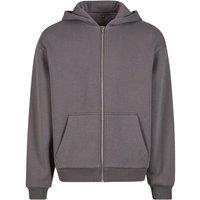 Build Your Brand Men's Fluffy Full Zip Hoodie in Dark Grey | Size: XS