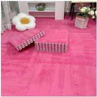 Living and Home 12Pcs Interlocking Plush EVA Floor Tiles DIY Mix & Match Colours for Stylish Look in Magenta