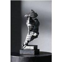 Living and Home Creative and Abstract Men Figure Statues Sculptures Keep Silence Figurine in Silver