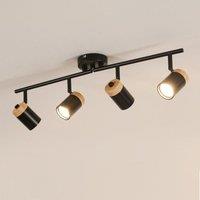 COMELY Black Wooden Ceiling Lights GU10 4-Arm LED 350 Swivel Spotlight
