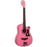 Crystals 4/4 Size 38" Classic 6 String Acoustic Wooden Guitar Pack in Pink