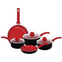 Gr8 Home Aluminium 8 Pc Marble Non Stick Cookware Set in Red