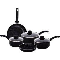 Gr8 Home Aluminium 8 Pc Marble Non Stick Cookware Set in Black
