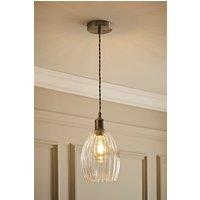 ValueLights Cheltenham Clear Ribbed Glass Dome Pendant Ceiling Light in Silver
