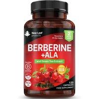 New leaf health Berberine + ALA Capsules - 120 Capsules With Green Tea Extract in Red