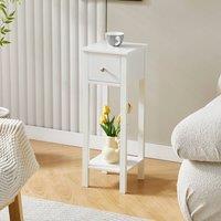 MCC Direct Set of 2 Solid Wooden Bedside Table with Open Shelf & Drawer Amelia in White