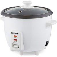 Geepas 0.6 L Electric Automatic Rice Cooker Non-Stick Pot Keep Warm Cup in White