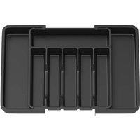 FLAVORA Plastic Cutlery Tray-kitchen Drawer Organiser in Black | Size: 100 cm x 15 cm