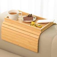 FLAVORA Bamboo Sofa Armrest Storage Tray in Light Oak | Size: 0.5m x 1m