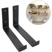 SPETLEK 2x Heavy Duty Shelf Brackets Black Metal Right Angle | Size: 10000mm x 520mm