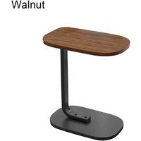 FLAVORA Walnut-Small C-Shape Sofa Side Table in Walnut | Size: 0.6m2