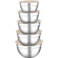 NESTLUNE 5pcs Stainless Steel Nesting Mixing Bowl in Silver | Size: 100 cm x 15 cm