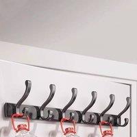 EONLION 6 Rows/Down Up Key Coat Clothes Door Holder Rack Hook in Grey | Size: 500mm
