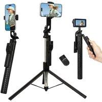 Hinsinc Universal Extendable Bluetooth Wireless Selfie Stick Tripod in Black