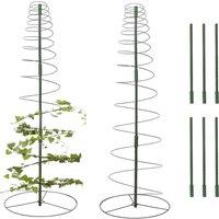 NESTLUNE 2x Garden Climbing Tomato Flower Plant Vegetable Grow Spiral in Green | Size: 100 cm x 15 cm