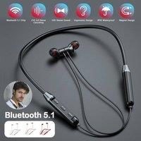 NESTLUNE Magnetic Bluetooth Wireless Neckband Earphones in Black