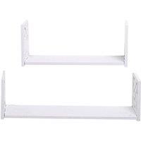 KORVIXA 2PCS Wooden Floating Shelves in White | Size: 0.6m2