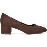 XY London Women's 'Liberty' Low Block Heel Court Shoes in Brown | Size: 7