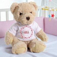 Aye Do Gifts Women's Personalised Luxury Teddy Bear with Pink & Red Hearts T-Shirt in Beige