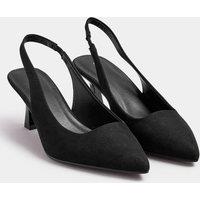 Yours Women's Slingback Kitten Heels In Wide Fit in Black | Size: 8EEE