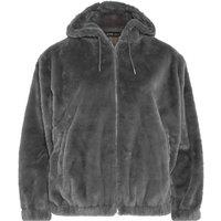 Yours Women's Faux Fur Zip Through Jacket in Grey | Size: 26-28