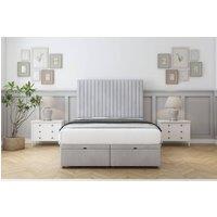 Sloomy Manhattan Naples Ottoman Bed Base-26 Strutted Headboard in Silver | Size: Double