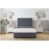 Sloomy Mayfair Plush Ottoman Bed Base-26 Strutted Headboard in Dark Grey | Size: Small Double