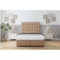 Sloomy Alabama Dumfries Ottoman Bed Base-26 Strutted Headboard in Light Brown | Size: Small Double
