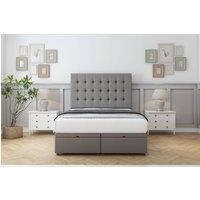 Sloomy Alabama Dumfries Ottoman Bed Base-26 Strutted Headboard in Light Grey | Size: Small Double