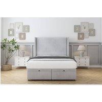 Sloomy Devonshire Naples Ottoman Bed Base-54 Wingback Headboard in Silver | Size: Double