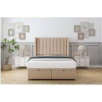 Sloomy Falcon Plush Ottoman Bed Base-54 Wingback Headboard in Stone | Size: King