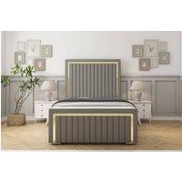 Sloomy Boston Gold Dumfries Frame-Mattress - 50 Upholstered Headboard in Grey | Size: Double