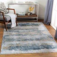 Livabliss Brunswick Abstract Modern Marble Fringe Living Rug in Blue | Size: 153 cm x 220 cm