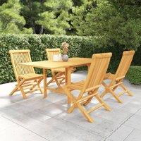 Berkfield Home 5 Piece Garden Dining Set Solid Teak Wood in Brown
